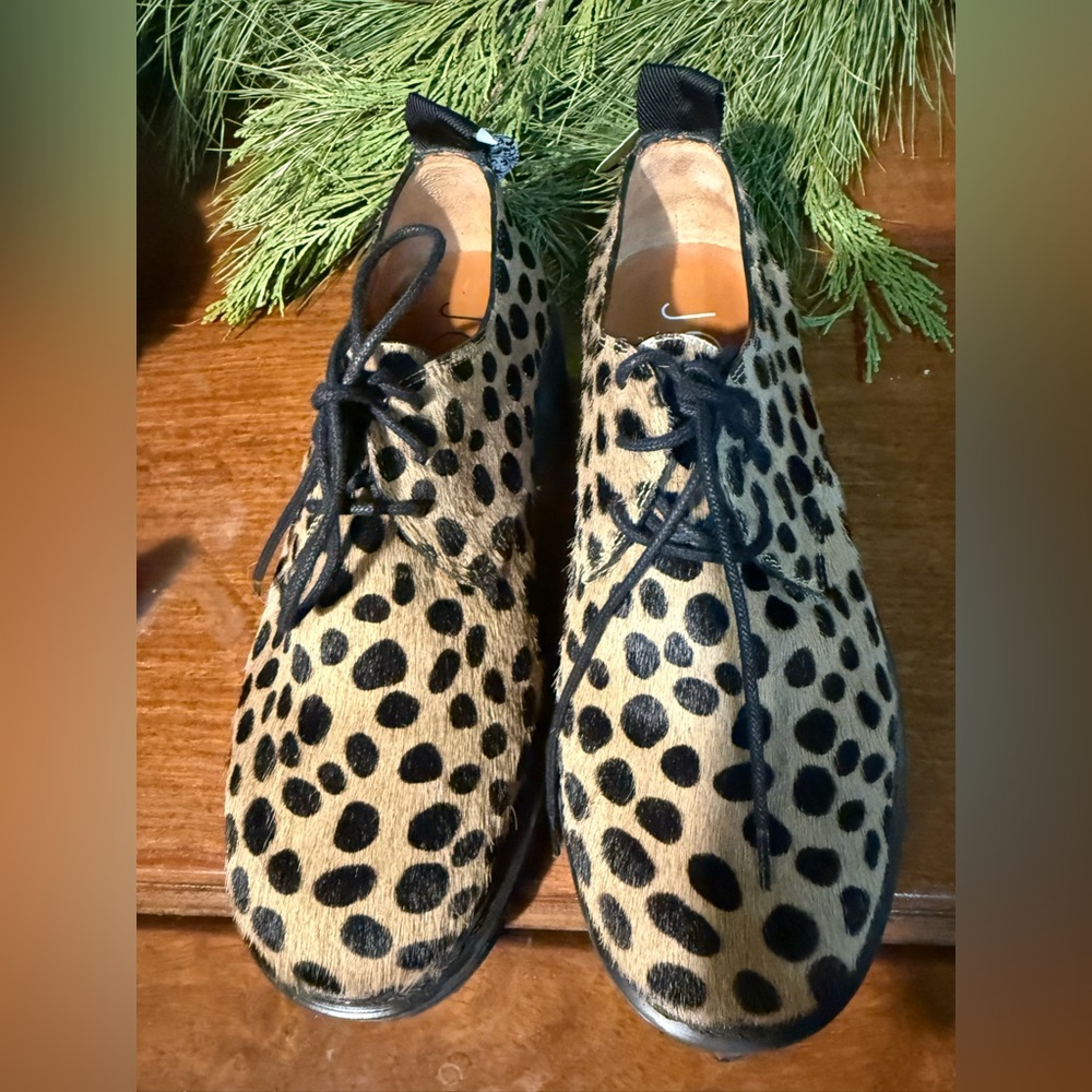Joseph Black and Tan Leopard Print Shoes